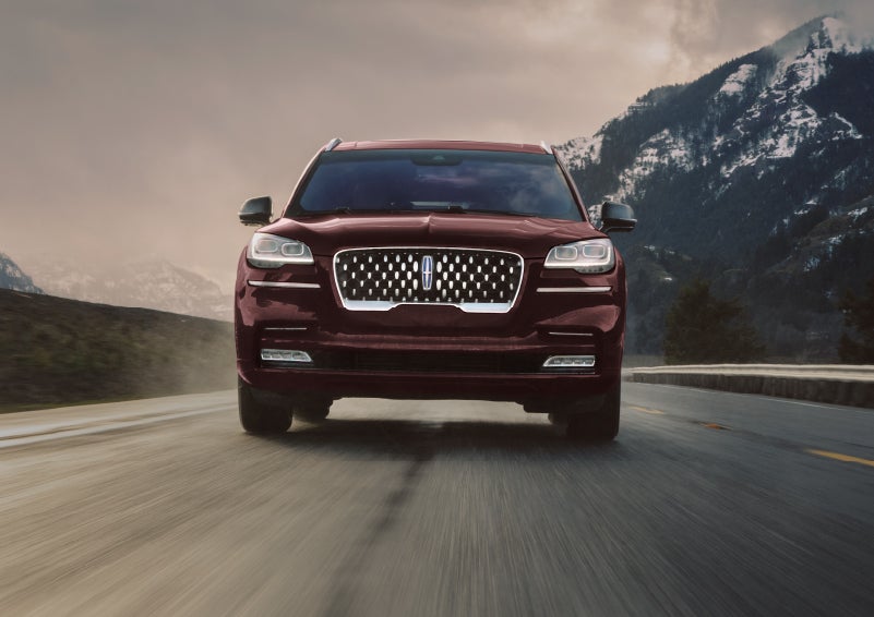 A 2024 Lincoln Aviator® SUV is shown in the Diamond Red exterior color. | Klaben Lincoln of Warren in Warren OH