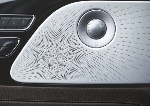 Two speakers of the available audio system are shown in a 2024 Lincoln Aviator® SUV | Klaben Lincoln of Warren in Warren OH