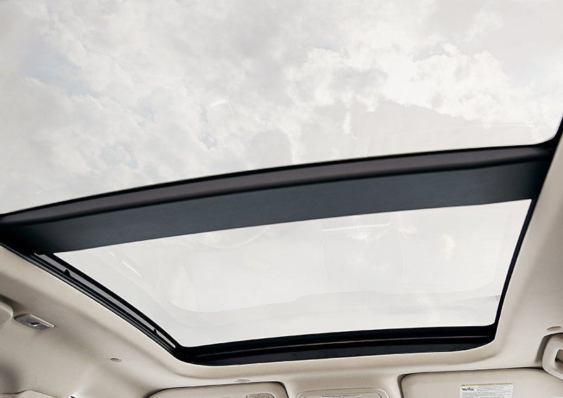 The available panoramic Vista Roof® is shown from inside a 2024 Lincoln Corsair® SUV. | Klaben Lincoln of Warren in Warren OH